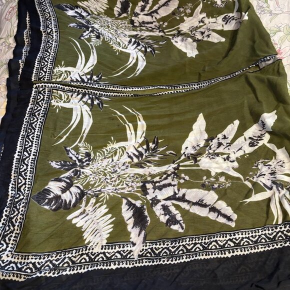 VINCE CAMUTO Green/White Floral Kimono Wrap Open Front Boho Cover Up One Size - Picture 8 of 10